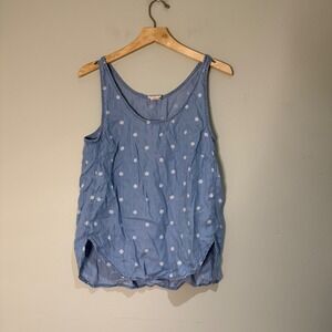 Andrea Jovine Polka Dot Tank Top Sleeveless Casual Blouse‎ Blue Size S